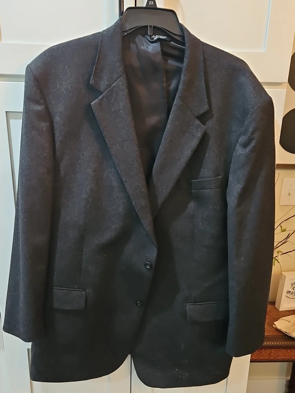 Men's Classic Black Blazer Wool  52 L